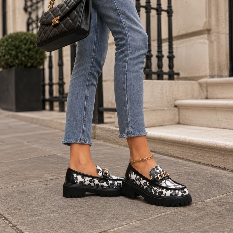 Sandra - Floral Platform Loafers