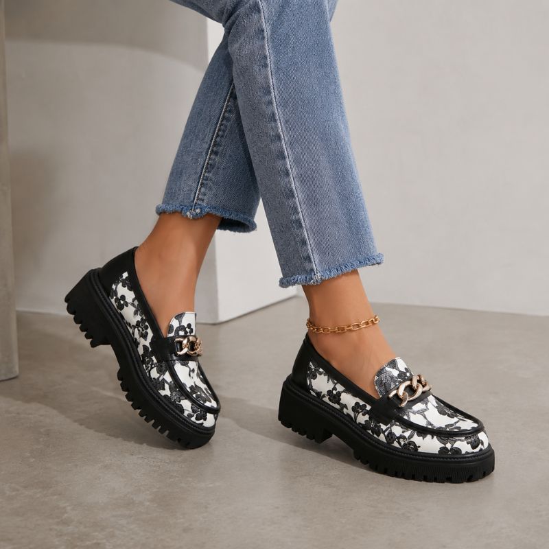 Sandra - Floral Platform Loafers