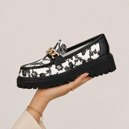 Sandra - Floral Platform Loafers