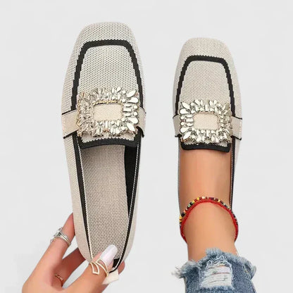 Amelia – Embellished Woven Loafers